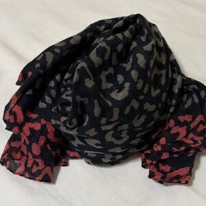 Leopard navy red  Print Women's scarf